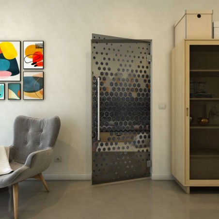 Pendeltür - Fineprint Model 072 Schwarz auf Grauglas