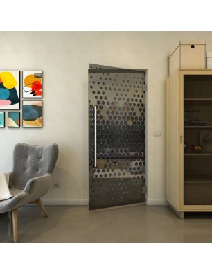 Pendeltür - Fineprint Model 072 Schwarz auf Grauglas