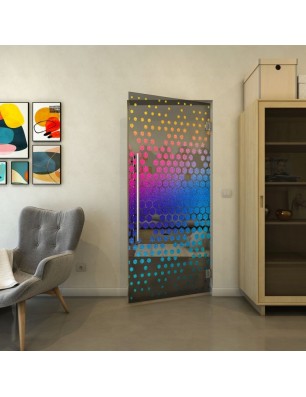 Pendeltür - Fineprint Model 072 Verlauf auf Grauglas