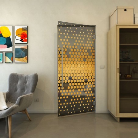 Pendeltür - Fineprint Model 072 Gold auf Grauglas