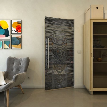 Pendeltür - Fineprint Model 073 Schwarz auf Grauglas