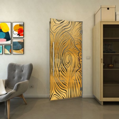 Pendeltür - Fineprint Model 074 Gold auf Grauglas