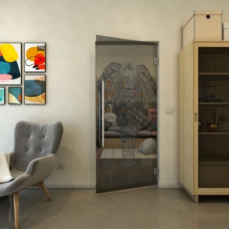 Pendeltür - Fineprint Model 078 Schwarz auf Grauglas