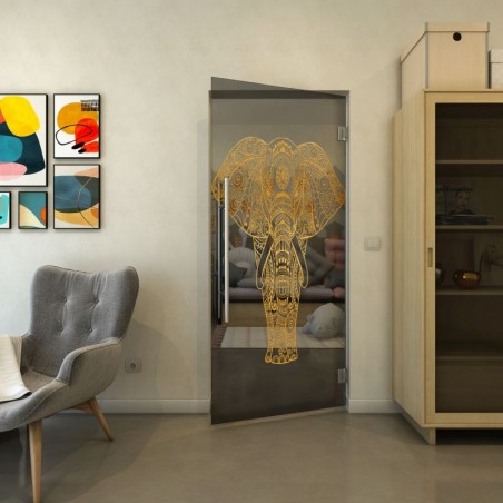 Pendeltür - Fineprint Model 078 Gold auf Grauglas