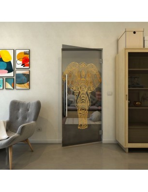 Pendeltür - Fineprint Model 078 Gold auf Grauglas