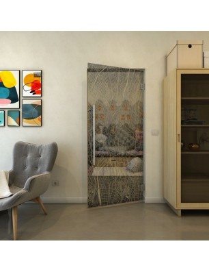 Pendeltür - Fineprint Model 079 Gold auf Grauglas