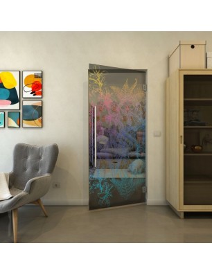 Pendeltür - Fineprint Model 080 Verlauf auf Grauglas