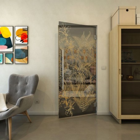 Pendeltür - Fineprint Model 080 Gold auf Grauglas