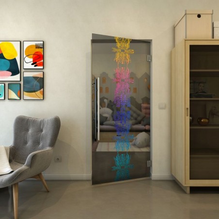 Pendeltür - Fineprint Model 081 Verlauf auf Grauglas