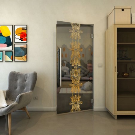 Pendeltür - Fineprint Model 081 Gold auf Grauglas