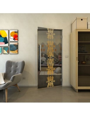 Pendeltür - Fineprint Model 081 Gold auf Grauglas