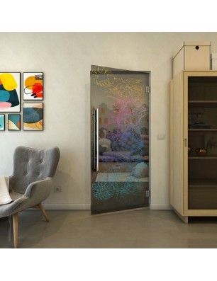 Pendeltür - Fineprint Model 082 Verlauf auf Grauglas