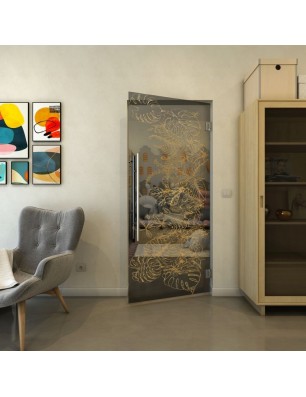 Pendeltür - Fineprint Model 082 Gold auf Grauglas