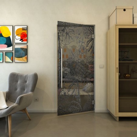 Pendeltür - Fineprint Model 083 Schwarz auf Grauglas