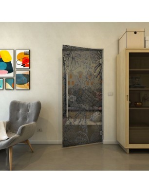 Pendeltür - Fineprint Model 083 Schwarz auf Grauglas