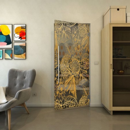 Pendeltür - Fineprint Model 083 Gold auf Grauglas
