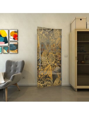 Pendeltür - Fineprint Model 083 Gold auf Grauglas