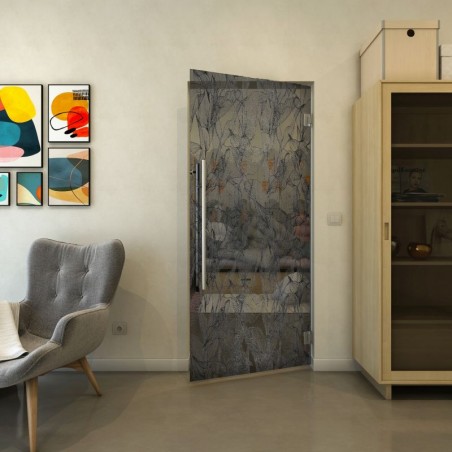 Pendeltür - Fineprint Model 084 Schwarz auf Grauglas