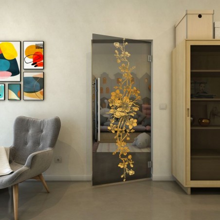 Pendeltür - Fineprint Model 085 Gold auf Grauglas