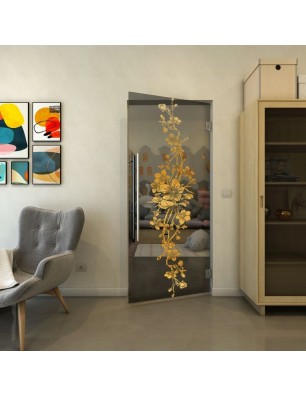Pendeltür - Fineprint Model 085 Gold auf Grauglas