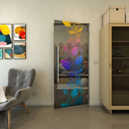 Pendeltür - Fineprint Model 086 Verlauf auf Grauglas