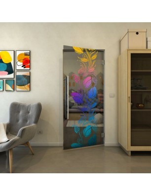 Pendeltür - Fineprint Model 086 Verlauf auf Grauglas