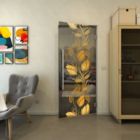 Pendeltür - Fineprint Model 086 Gold auf Grauglas