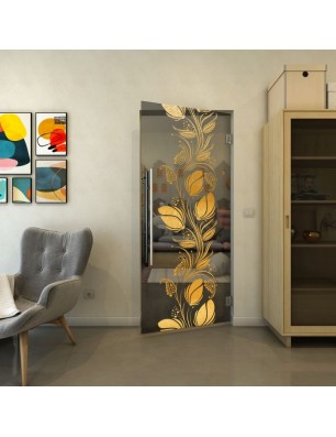 Pendeltür - Fineprint Model 086 Gold auf Grauglas