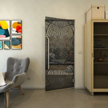 Pendeltür - Fineprint Model 087 Schwarz auf Grauglas