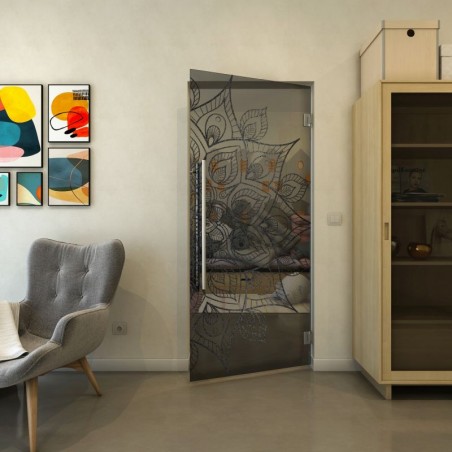 Pendeltür - Fineprint Model 088 Schwarz auf Grauglas