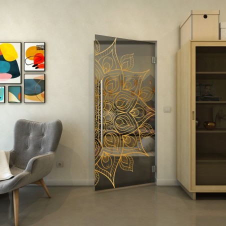 Pendeltür - Fineprint Model 088 Gold auf Grauglas