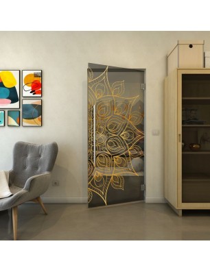 Pendeltür - Fineprint Model 088 Gold auf Grauglas