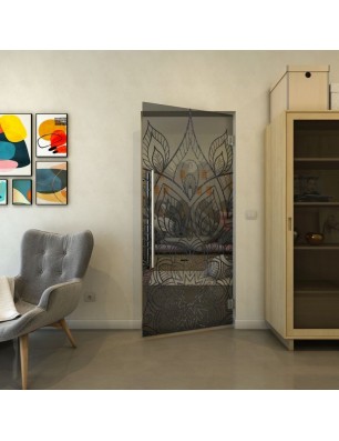 Pendeltür - Fineprint Model 089 Schwarz auf Grauglas