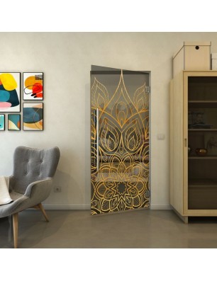 Pendeltür - Fineprint Model 089 Gold auf Grauglas