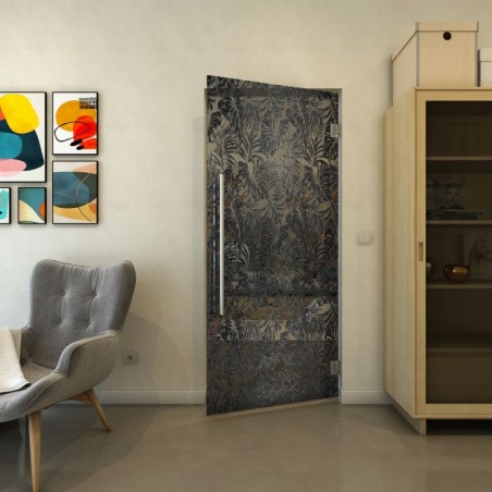 Pendeltür - Fineprint Model 091 Schwarz auf Grauglas