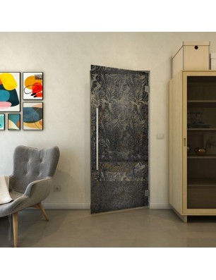 Pendeltür - Fineprint Model 091 Schwarz auf Grauglas