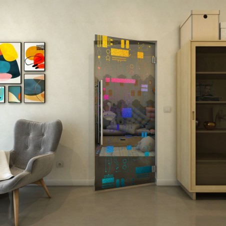 Pendeltür - Fineprint Model 092 Verlauf auf Grauglas