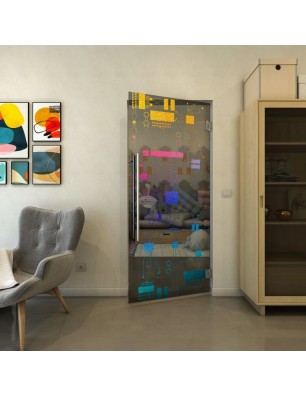 Pendeltür - Fineprint Model 092 Verlauf auf Grauglas