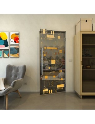 Pendeltür - Fineprint Model 092 Gold auf Grauglas