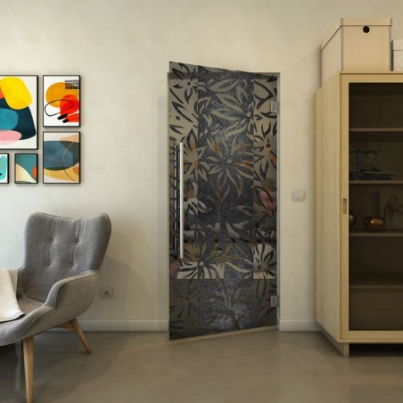 Pendeltür - Fineprint Model 094 Schwarz auf Grauglas