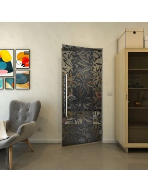 Pendeltür - Fineprint Model 094 Schwarz auf Grauglas