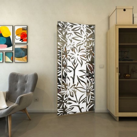 Pendeltür - Fineprint Model 094 Weiss auf Grauglas