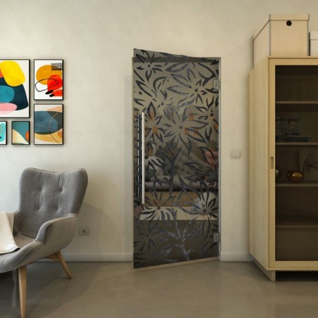 Pendeltür - Fineprint Model 095 Schwarz auf Grauglas