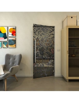 Pendeltür - Fineprint Model 095 Schwarz auf Grauglas