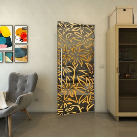 Pendeltür - Fineprint Model 095 Gold auf Grauglas