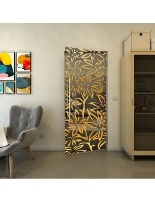 Pendeltür - Fineprint Model 095 Gold auf Grauglas