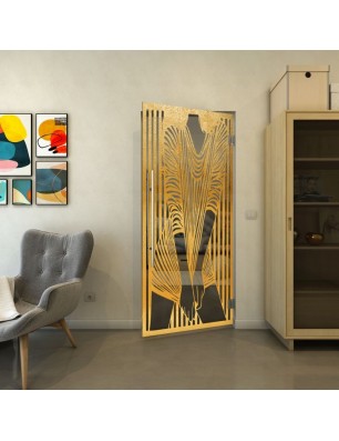 Pendeltür - Fineprint Model 097 Gold auf Grauglas