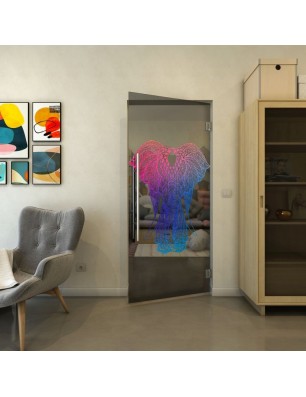 Pendeltür - Fineprint Model 098 Verlauf auf Grauglas