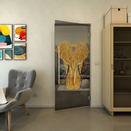 Pendeltür - Fineprint Model 098 Gold auf Grauglas