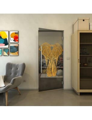 Pendeltür - Fineprint Model 098 Gold auf Grauglas